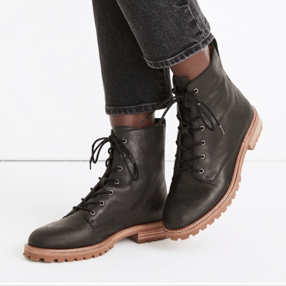 Practically New Madewell Clair Lace-Up Boot in Leather